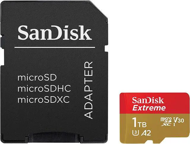 Alt view image 4 of 6 - SanDisk 1TB Extreme microSDXC UHS-I Memory Card with Adapter - C10, U3, V30, 4K, A2, Micro SD - SDSQXA1-1T00-GN6MA