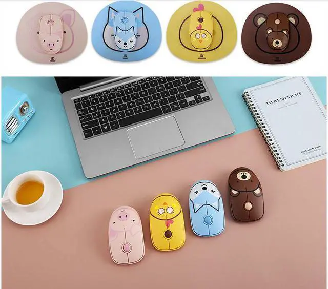 Alt view image 2 of 7 - CORN E680  Ergonomic Design, Cute Cartoon Exterior  2.4GHz Wireless 1600DPI Mouse with Mouse pad- Brown Coffee Bear  Pattern