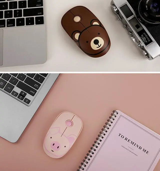 Alt view image 3 of 7 - CORN E680  Ergonomic Design, Cute Cartoon Exterior  2.4GHz Wireless 1600DPI Mouse with Mouse pad- Brown Coffee Bear  Pattern