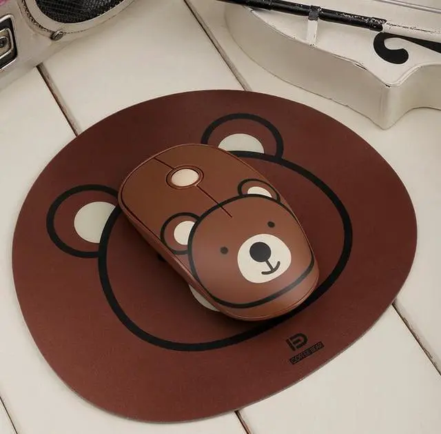 Alt view image 7 of 7 - CORN E680  Ergonomic Design, Cute Cartoon Exterior  2.4GHz Wireless 1600DPI Mouse with Mouse pad- Brown Coffee Bear  Pattern
