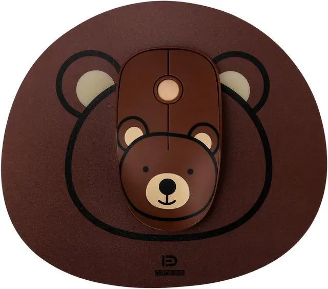 Main image of CORN E680  Ergonomic Design, Cute Cartoon Exterior  2.4GHz Wireless 1600DPI Mouse with Mouse pad- Brown Coffee Bear  Pattern