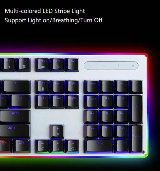 Alt view image 3 of 5 - Royal Kludge RK951 Ergonomic Design,Cool Exterior, Mixed Colored Backlit,USB Wired, All Programmable Keys, N-KeyRollover  Mechanical  Gaming  Keyboard  For Office And Game - Black( Brown Switch)