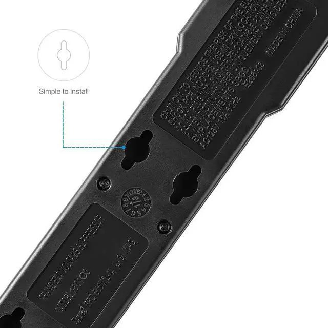 Alt view image 6 of 7 - KMC 6-Outlet Surge Protector Power Strip 2-Pack, 900 Joule, 4-Foot Cord, Overload Protection, Black