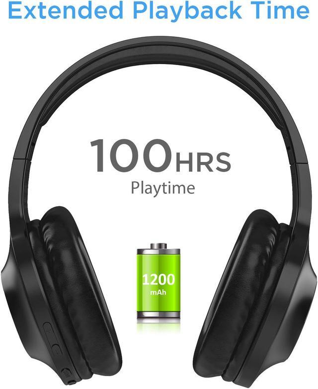 Alt view image 2 of 6 - Bluetooth Headphones, Letscom Wireless Headphones Over Ear with Hi-Fi Sound Mic Deep Bass, 100 Hours Playtime and Soft Memory Protein Earpads for Travel Work TV PC Cellphone - Black