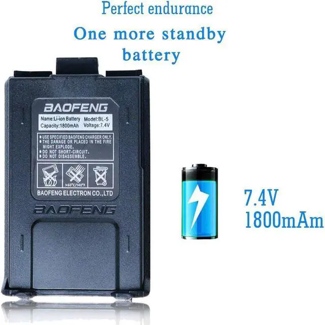 Alt view image 5 of 7 - BaoFeng Walkie Talkie UV-5R Dual Band Two Way Radio with one more 1800mAh UV5R Battery one Hand Mic and one TIDRADIO NA-771 Antenna Baofeng Radio Ham radio