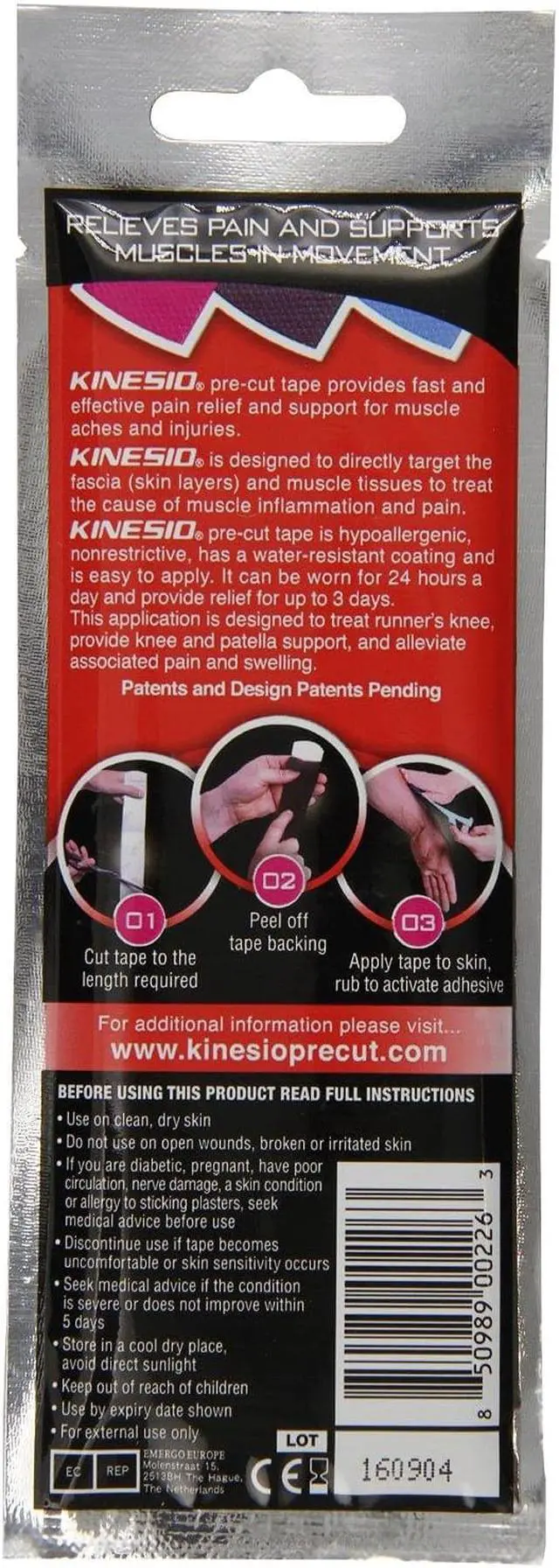 Alt view image 2 of 10 - Kinesio Pre-Cut Application Knee Tape