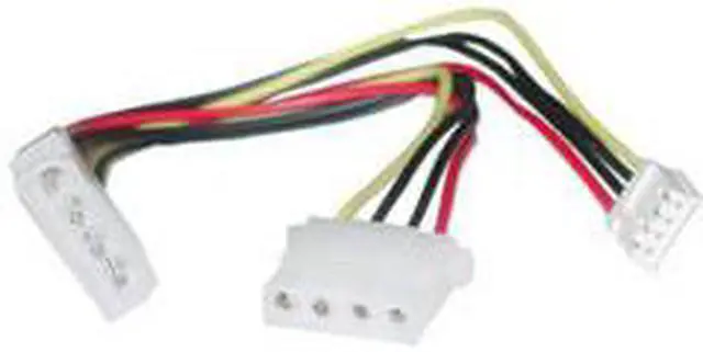 Alt view image 2 of 4 - Cable Wholesale 4 Pin Molex to Floppy and 4 Pin Molex Power Y Cable, 5.25 inch Male to 5.25 inch Female and 3.5 inch Female, 8 inch