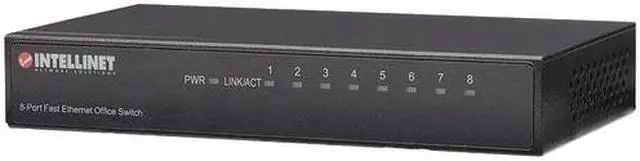 Alt view image 4 of 17 - Intellinet 8-Port Fast Ethernet Office Switch, Desktop Size, Metal, IEEE 802.3az (Energy Efficient Ethernet)