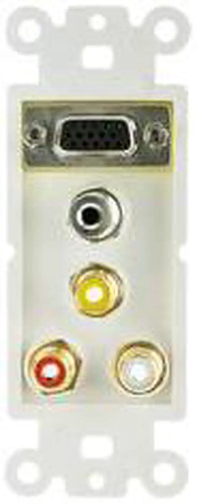 Alt view image 2 of 5 - Cable Wholesale Decora Wall Plate Insert White With 1 VGA 3.5MM Stereo And 3 RCA (Red / White / Yellow) Female Couplers