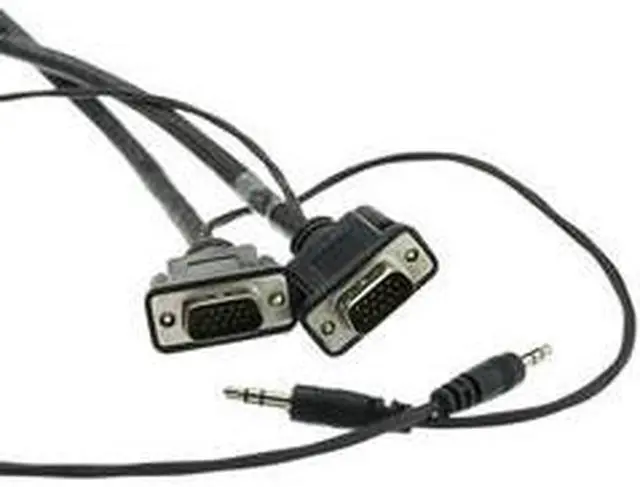 Main image of Plenum SVGA Cable w/ Audio, Black, HD15 Male + 3.5mm Male, Coaxial Construction, Shielded, 25 foot