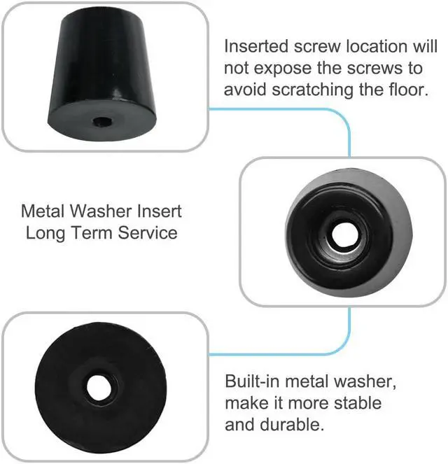 Alt view image 7 of 8 - 4pcs Rubber Feet Bumper Buffer Feet Furniture Table Desk Cabinet Leg Pads Anti-slip with Metal Washer, D49x40xH50mm