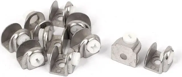 Main image of Unique Bargains 10pcs Semi-circular Metal Glass Shelf Clamp Bracket Holder for 3-8mm Thickness