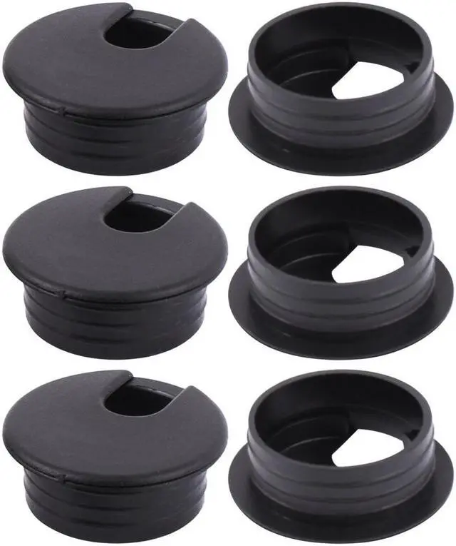 Main image of Unique Bargains 35mm Dia PC Computer Desk Table Plastic Grommet Wire Cable Hole Cover Black 6pcs