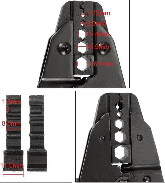 Alt view image 5 of 6 - Ratchet Crimping Press Plier Crimper Tool for 1.72mm 2.6mm 5.4mm 6.5mm 8.1mm Terminal or Bnc Connector