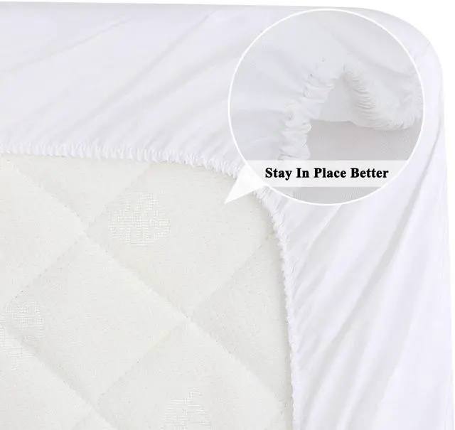 Alt view image 6 of 7 - Five-Sided Waterproof Mattress Protector, Breathable Noiseless Mattress Pad Cover,100% Microfiber Polyester Surface, Elastic Fit on Mattress Depths Up to 14" White Queen
