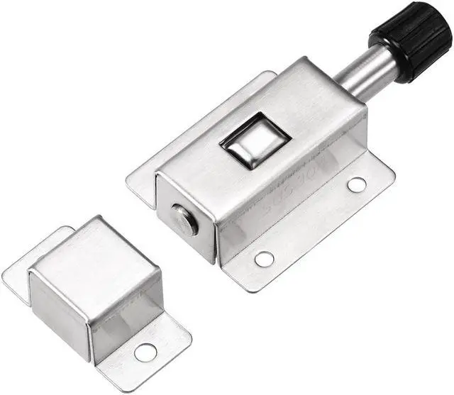 Alt view image 3 of 4 - Door Barrel Bolt, Stainless Steel 304 Security Push Button Spring Loaded Latch, 5 Pcs