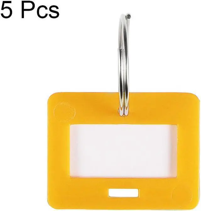 Alt view image 2 of 4 - Plastic Key Tags with Split Ring Keychain ID Luggage Label Window 28x22mm, Yellow 5Pcs