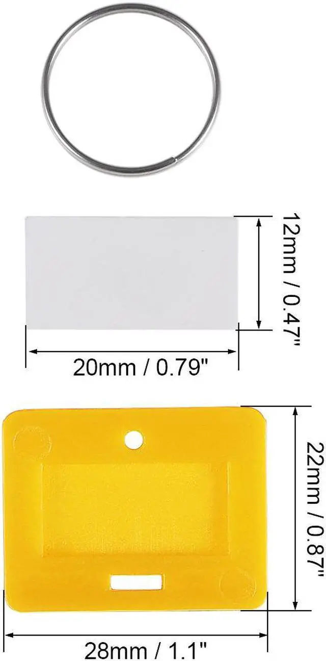 Alt view image 3 of 4 - Plastic Key Tags with Split Ring Keychain ID Luggage Label Window 28x22mm, Yellow 5Pcs
