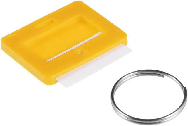 Alt view image 4 of 4 - Plastic Key Tags with Split Ring Keychain ID Luggage Label Window 28x22mm, Yellow 5Pcs