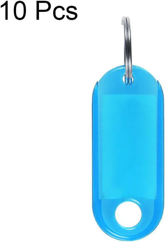 Alt view image 2 of 4 - Plastic Key Tags with Split Ring Keychain ID Luggage Label Window 50x20mm, Blue 10Pcs