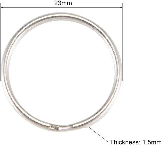 Alt view image 3 of 3 - Split Key Ring 23mm Open Jump Connector for Lanyard Zipper Handbag, Nickel Plated Iron, Pack of 100