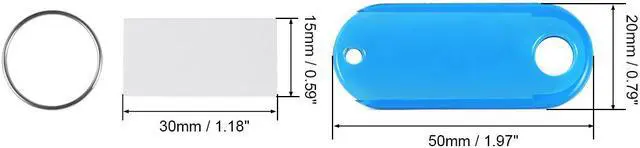 Alt view image 3 of 4 - Plastic Key Tags with Split Ring Keychain ID Luggage Label Window 50x20mm, Blue 10Pcs