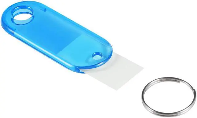 Alt view image 4 of 4 - Plastic Key Tags with Split Ring Keychain ID Luggage Label Window 50x20mm, Blue 10Pcs