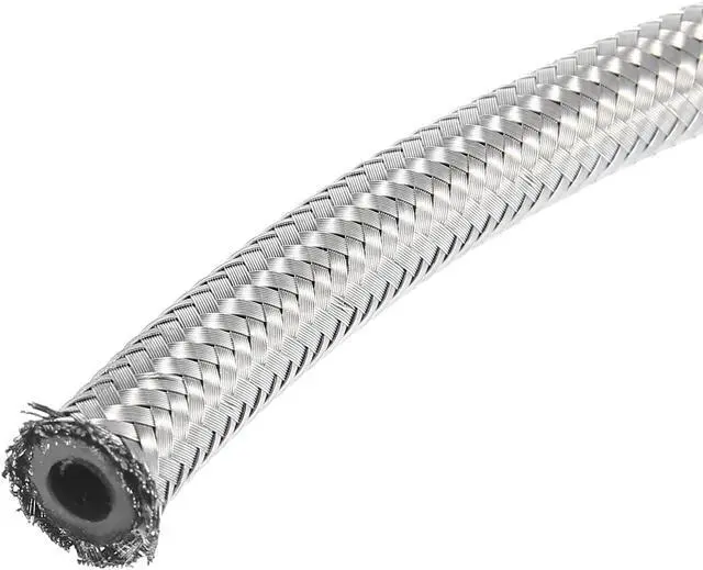 Alt view image 7 of 7 - 10 Ft 4AN Fuel Hose AN4 1/4" Universal Braided Stainless Steel CPE Oil Fuel Gas Line Hose