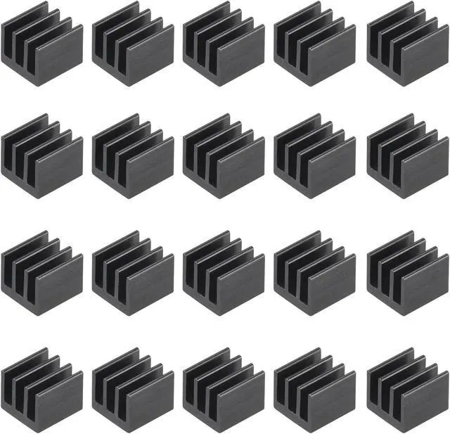 Main image of 7x7x6mm Black Thermal Self Adhesive Aluminum Heatsink Electronics Cooler 20 Pcs
