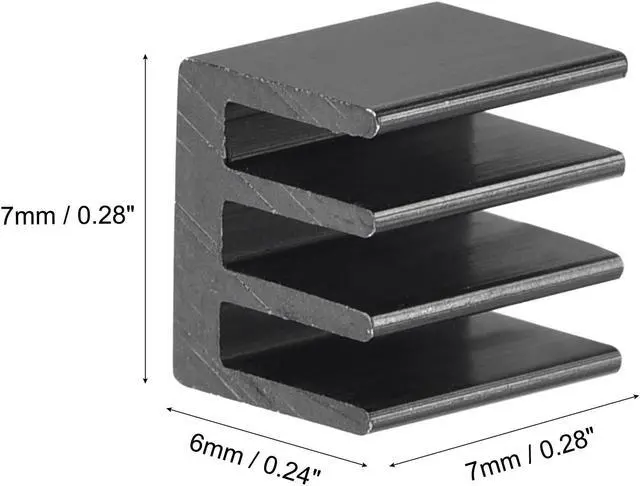 Alt view image 3 of 4 - 7x7x6mm Black Thermal Self Adhesive Aluminum Heatsink Electronics Cooler 20 Pcs