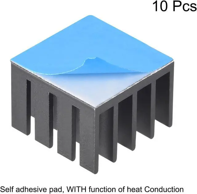 Alt view image 2 of 4 - 14x14x10mm Black Thermal Self Adhesive Aluminum Heatsink Electronic Radiators 10 Pcs