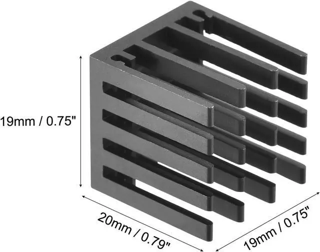 Alt view image 2 of 4 - 19x19x20mm Aluminum Heatsink Electronic Radiator for MOS IC Chip Black 5 Pcs