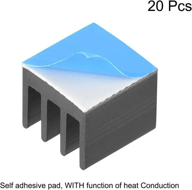 Alt view image 2 of 4 - 7x7x6mm Black Thermal Self Adhesive Aluminum Heatsink Electronics Cooler 20 Pcs