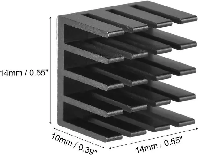 Alt view image 3 of 4 - 14x14x10mm Black Thermal Self Adhesive Aluminum Heatsink Electronic Radiators 10 Pcs