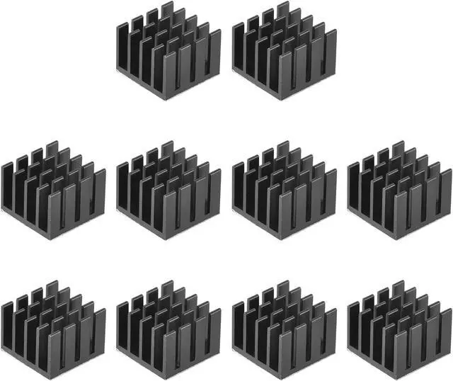 Main image of 14x14x10mm Black Thermal Self Adhesive Aluminum Heatsink Electronic Radiators 10 Pcs