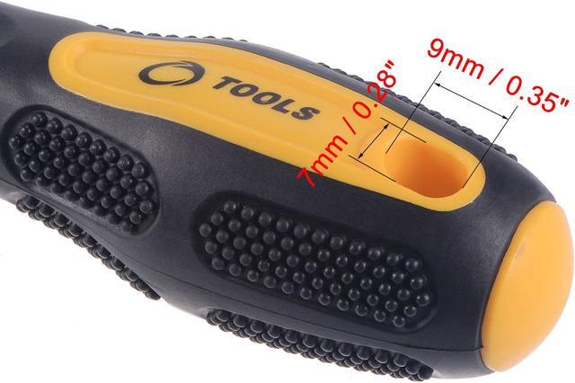Alt view image 5 of 5 - #2 Phillips / 7mm Slotted Magnetic Screwdriver Set, 5" S2 Steel Round Shaft Non-Slip Black+Yellow Handle