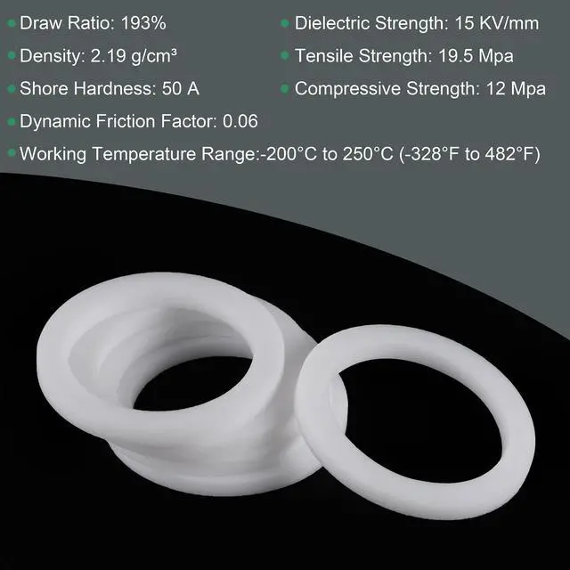 Alt view image 3 of 5 - PTFE Flat Washers 24mm OD 18mm ID 2mm Thick Flange Gasket, White Pack of 20