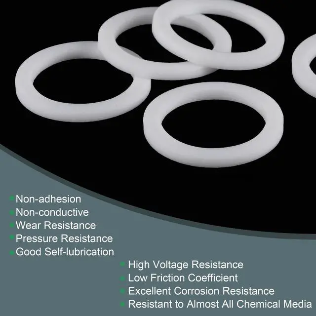 Alt view image 4 of 5 - PTFE Flat Washers 24mm OD 18mm ID 2mm Thick Flange Gasket, White Pack of 20