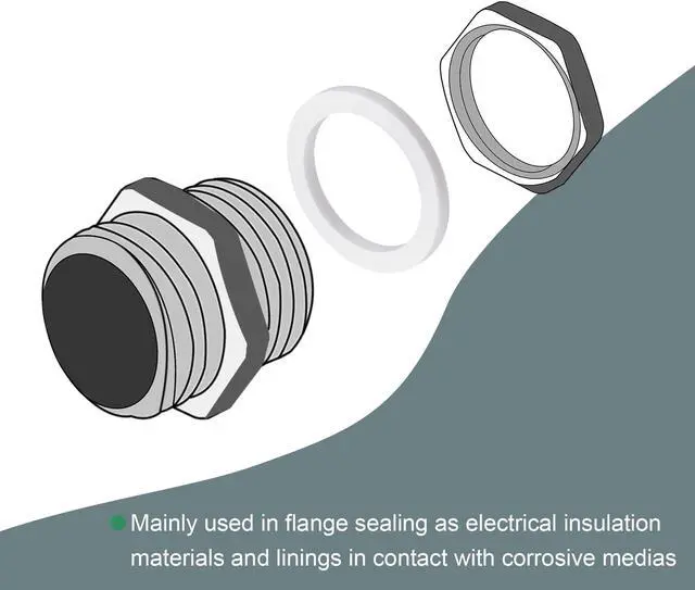 Alt view image 5 of 5 - PTFE Flat Washers 24mm OD 18mm ID 2mm Thick Flange Gasket, White Pack of 20