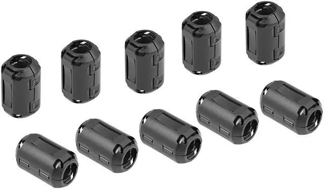 Alt view image 6 of 10 - 13mm Ferrite Cores Ring Clip-On RFI EMI Noise Suppression Filter Cable Clip, Black 10pcs
