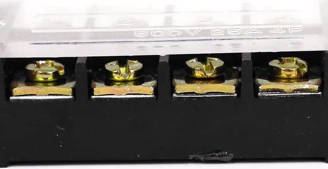 Alt view image 2 of 3 - 600V 25A Dual Rows 4 Positions 8 Screw Terminal Barrier Block Strip w Cover 2pcs