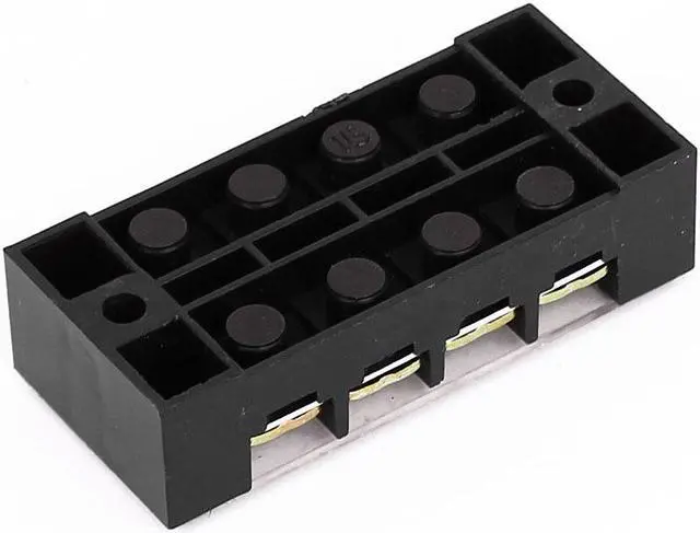 Alt view image 3 of 3 - 600V 25A Dual Rows 4 Positions 8 Screw Terminal Barrier Block Strip w Cover 2pcs