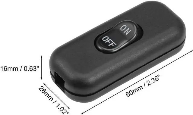 Alt view image 5 of 6 - Inline Cord Switch AC 250V 6A On-Off DPST Control Feed-Through Rocker Switch for Bedroom Table Lamp Desk Light, Black (Pack of 4)