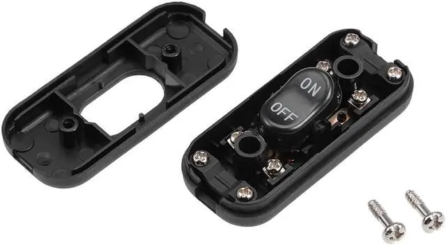 Alt view image 6 of 6 - Inline Cord Switch AC 250V 6A On-Off DPST Control Feed-Through Rocker Switch for Bedroom Table Lamp Desk Light, Black (Pack of 4)