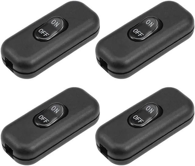 Alt view image 4 of 6 - Inline Cord Switch AC 250V 6A On-Off DPST Control Feed-Through Rocker Switch for Bedroom Table Lamp Desk Light, Black (Pack of 4)