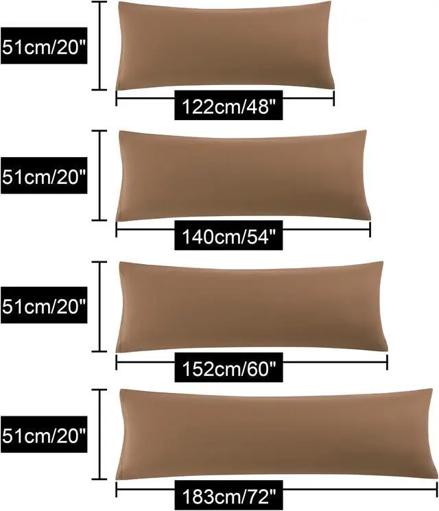Alt view image 14 of 14 - Soft Microfiber Body Pillow Cover with Zipper Closure, Long Pillow Cases for Body Pillows, 20"x48", Brown