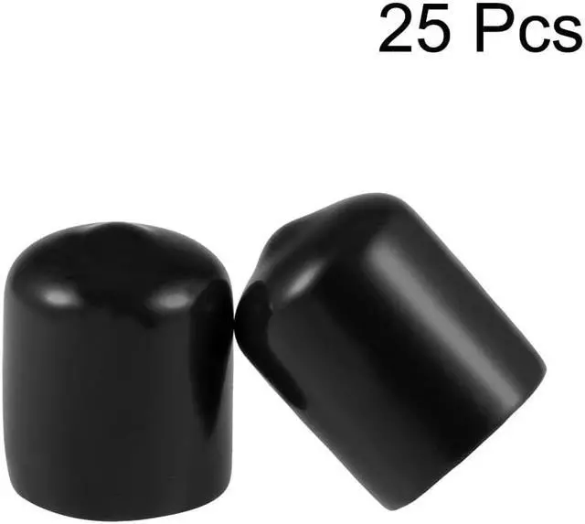 Alt view image 2 of 3 - 25pcs Rubber End Caps 5/8"(16mm) ID Vinyl Round End Cap Cover Screw Thread Protectors Black