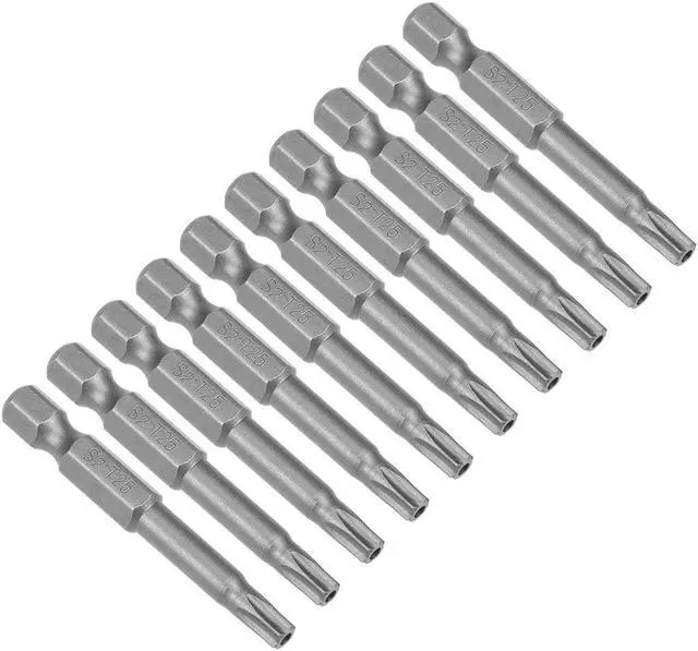 Main image of 10pcs 50mm 1/4 Inch Hex Shank T25 Magnetic Torx Head Security Driver Bits S2