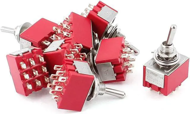 Main image of Unique Bargains AC 250V/2A 125V/5A 3PDT ON-ON 2 Positions 9 Pins Latching Toggle Switch 8 Pcs