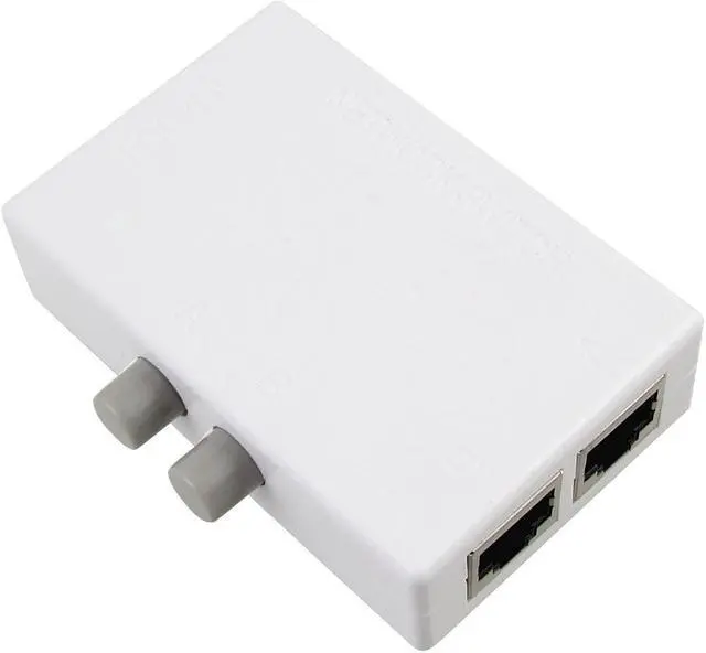 Main image of Gray Push Button RJ45 2 Ports Network Switch Plastic Hub White for PC